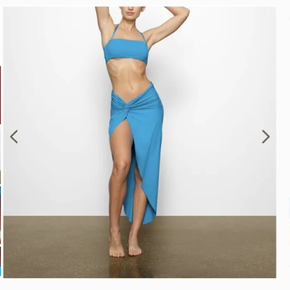 SKIMS SIGNATURE SWIM BANDEAU BIKINI TOP SIZE XL BLUE